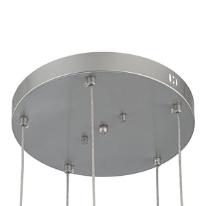 LightFixturesUSA - Silver 5 - Light Clear Glass Teardrop Cluster Pendant Light - Chandelier - Silver - 