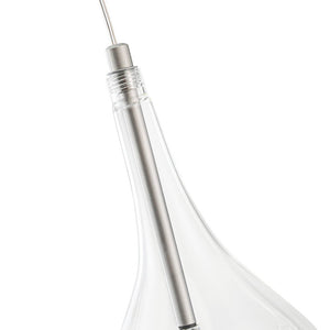 LightFixturesUSA - Silver 5 - Light Clear Glass Teardrop Linear Island Pendant - Chandelier - Silver - 