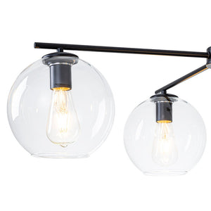 LightFixturesUSA - Simple 4 - light Clear Glass Globe Round Sputnik Chandelier - Chandelier - Black - 
