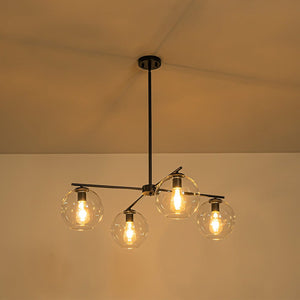LightFixturesUSA - Simple 4 - light Clear Glass Globe Round Sputnik Chandelier - Chandelier - Black - 