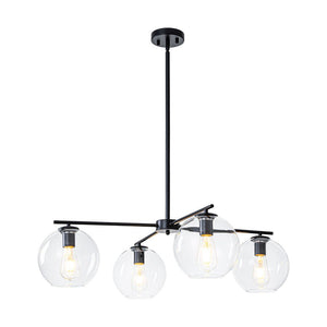 LightFixturesUSA - Simple 4 - light Clear Glass Globe Round Sputnik Chandelier - Chandelier - Black - 