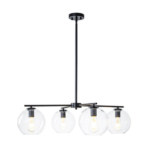 LightFixturesUSA - Simple 4 - light Clear Glass Globe Round Sputnik Chandelier - Chandelier - Black - 