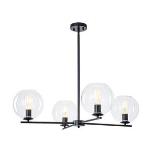 LightFixturesUSA - Simple 4 - light Clear Glass Globe Round Sputnik Chandelier - Chandelier - Black - 