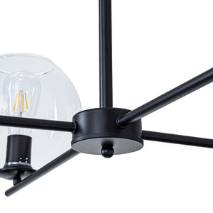 LightFixturesUSA - Simple 4 - light Clear Glass Globe Round Sputnik Chandelier - Chandelier - Black - 