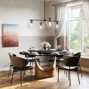 LightFixturesUSA - Simple 4 - light Clear Glass Globe Round Sputnik Chandelier - Chandelier - Black - 