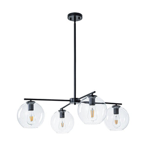 LightFixturesUSA - Simple 4 - light Clear Glass Globe Round Sputnik Chandelier - Chandelier - Black - 