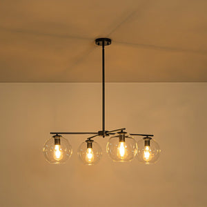 LightFixturesUSA - Simple 4 - light Clear Glass Globe Round Sputnik Chandelier - Chandelier - Black - 