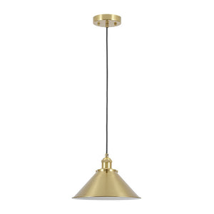 LightFixturesUSA - Simple Brass 1 - Light Metal Flat Conical Kitchen Pendant - Pendant Light - 11 in - 