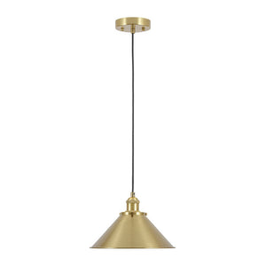 LightFixturesUSA - Simple Brass 1 - Light Metal Flat Conical Kitchen Pendant - Pendant Light - 11 in - 