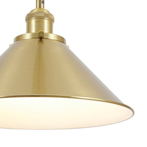 LightFixturesUSA - Simple Brass 1 - Light Metal Flat Conical Kitchen Pendant - Pendant Light - 11 in - 