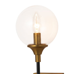 LightFixturesUSA - Simple Brass Black 1 - Light Glass Globe Vanity Wall Sconce - Wall Sconce - 1 Pack - 