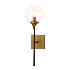 LightFixturesUSA - Simple Brass Black 1 - Light Glass Globe Vanity Wall Sconce - Wall Sconce - 1 Pack - 