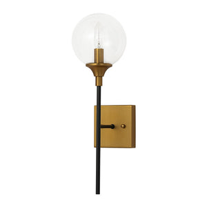 LightFixturesUSA - Simple Brass Black 1 - Light Glass Globe Vanity Wall Sconce - Wall Sconce - 1 Pack - 