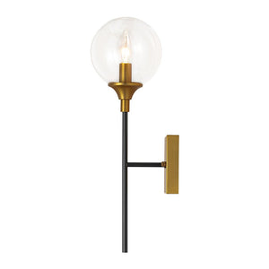 LightFixturesUSA - Simple Brass Black 1 - Light Glass Globe Vanity Wall Sconce - Wall Sconce - 1 Pack - 