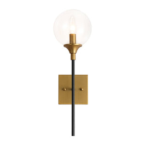 LightFixturesUSA - Simple Brass Black 1 - Light Glass Globe Vanity Wall Sconce - Wall Sconce - 1 Pack - 