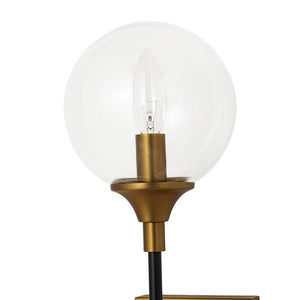 LightFixturesUSA - Simple Brass Black 1 - Light Glass Globe Vanity Wall Sconce - Wall Sconce - 1 Pack - 