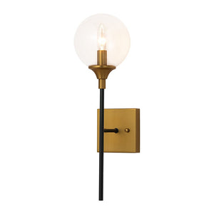 LightFixturesUSA - Simple Brass Black 1 - Light Glass Globe Vanity Wall Sconce - Wall Sconce - 1 Pack - 