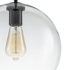LightFixturesUSA - Simple Mid - Century 1 - Light Clear Glass Globe Pendant Light - Pendant Light - Black - 