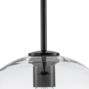 LightFixturesUSA - Simple Mid - Century 1 - Light Clear Glass Globe Pendant Light - Pendant Light - Black - 