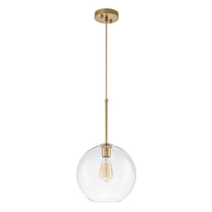 LightFixturesUSA - Simple Mid - Century 1 - Light Clear Glass Globe Pendant Light - Pendant Light - Black - 