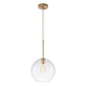 LightFixturesUSA - Simple Mid - Century 1 - Light Clear Glass Globe Pendant Light - Pendant Light - Black - 