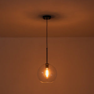 LightFixturesUSA - Simple Mid - Century 1 - Light Clear Glass Globe Pendant Light - Pendant Light - Black - 