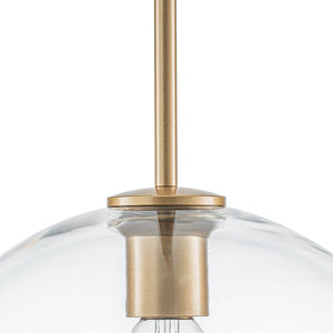LightFixturesUSA - Simple Mid - Century 1 - Light Clear Glass Globe Pendant Light - Pendant Light - Brass - 
