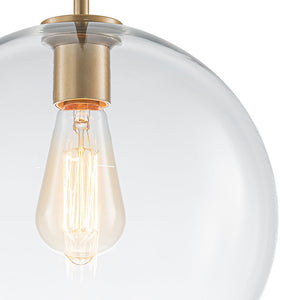 LightFixturesUSA - Simple Mid - Century 1 - Light Clear Glass Globe Pendant Light - Pendant Light - Brass - 