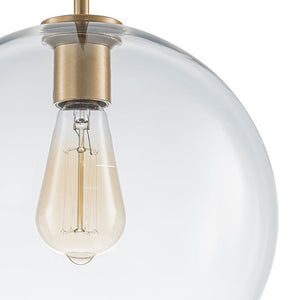 LightFixturesUSA - Simple Mid - Century 1 - Light Clear Glass Globe Pendant Light - Pendant Light - Brass - 