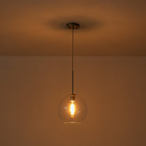 LightFixturesUSA - Simple Mid - Century 1 - Light Clear Glass Globe Pendant Light - Pendant Light - Brass - 