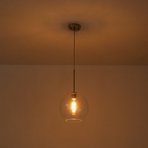 LightFixturesUSA - Simple Mid - Century 1 - Light Clear Glass Globe Pendant Light - Pendant Light - Brass - 
