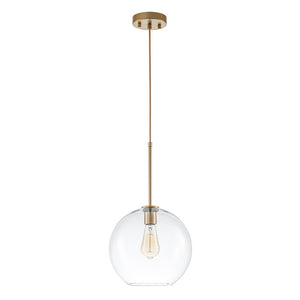 LightFixturesUSA - Simple Mid - Century 1 - Light Clear Glass Globe Pendant Light - Pendant Light - Brass - 