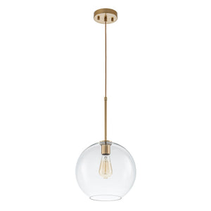LightFixturesUSA - Simple Mid - Century 1 - Light Clear Glass Globe Pendant Light - Pendant Light - Brass - 