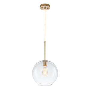 LightFixturesUSA - Simple Mid - Century 1 - Light Clear Glass Globe Pendant Light - Pendant Light - Brass - 