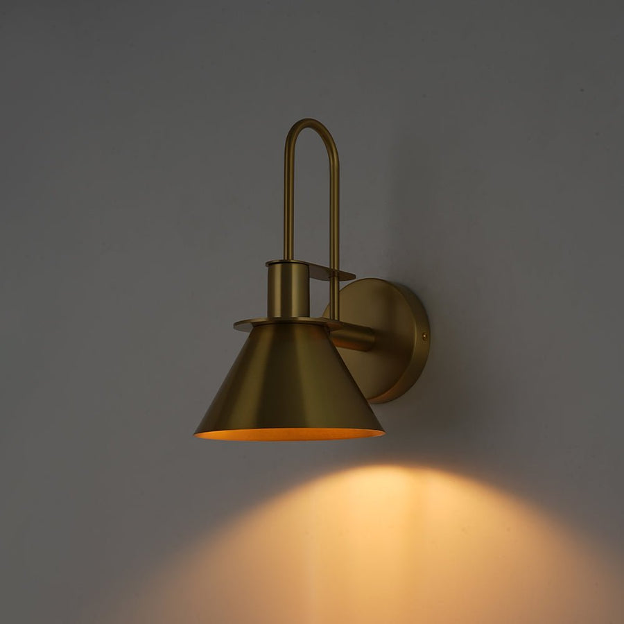 LightFixturesUSA - Single Cone Mid - century Wall Light Wall Sconce - Wall Sconce - Brass - 