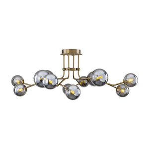 LightFixturesUSA - Smoked Glass Bubble Branch Sputnik Semi Flush Chandelier - Chandelier - Brass (Pre - Order & 2 - 3 Weeks) - 