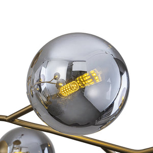 LightFixturesUSA - Smoked Glass Bubble Branch Sputnik Semi Flush Chandelier - Chandelier - Brass (Pre - Order & 2 - 3 Weeks) - 