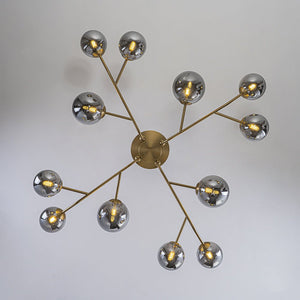 LightFixturesUSA - Smoked Glass Bubble Branch Sputnik Semi Flush Chandelier - Chandelier - Brass (Pre - Order & 2 - 3 Weeks) - 