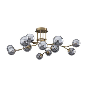 LightFixturesUSA - Smoked Glass Bubble Branch Sputnik Semi Flush Chandelier - Chandelier - Brass (Pre - Order & 2 - 3 Weeks) - 