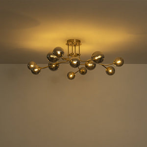 LightFixturesUSA - Smoked Glass Bubble Branch Sputnik Semi Flush Chandelier - Chandelier - Brass (Pre - Order & 2 - 3 Weeks) - 