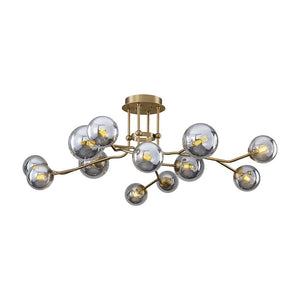 LightFixturesUSA - Smoked Glass Bubble Branch Sputnik Semi Flush Chandelier - Chandelier - Brass (Pre - Order & 2 - 3 Weeks) - 