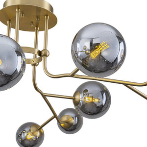 LightFixturesUSA - Smoked Glass Bubble Branch Sputnik Semi Flush Chandelier - Chandelier - Brass (Pre - Order & 2 - 3 Weeks) - 