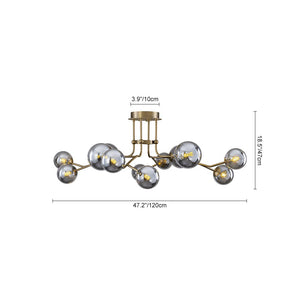 LightFixturesUSA - Smoked Glass Bubble Branch Sputnik Semi Flush Chandelier - Chandelier - Brass (Pre - Order & 2 - 3 Weeks) - 