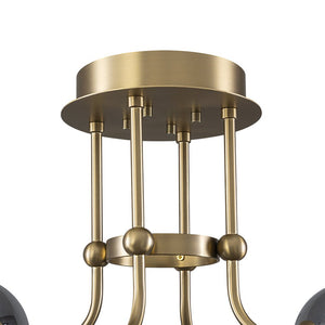 LightFixturesUSA - Smoked Glass Bubble Branch Sputnik Semi Flush Chandelier - Chandelier - Brass (Pre - Order & 2 - 3 Weeks) - 