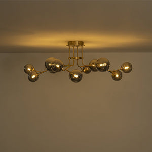 LightFixturesUSA - Smoked Glass Bubble Branch Sputnik Semi Flush Chandelier - Chandelier - Brass (Pre - Order & 2 - 3 Weeks) - 