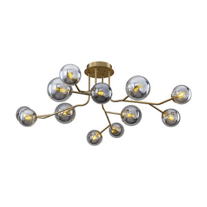 LightFixturesUSA - Smoked Glass Bubble Branch Sputnik Semi Flush Chandelier - Chandelier - Brass (Pre - Order & 2 - 3 Weeks) - 
