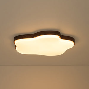 LightFixturesUSA-Starfish Walnut Wood Grain Dimmable LED Flush Mount Light-Ceiling Light-19 in-