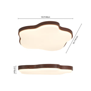 LightFixturesUSA-Starfish Walnut Wood Grain Dimmable LED Flush Mount Light-Ceiling Light-19 in-