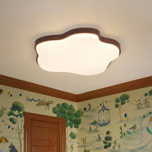 LightFixturesUSA-Starfish Walnut Wood Grain Dimmable LED Flush Mount Light-Ceiling Light-19 in-