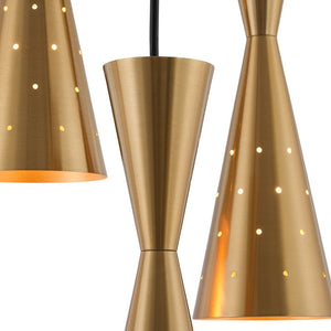 LightFixturesUSA - Starry 3 - Light Cluster Metal Hourglass Shade Round Pendant - Pendant Light - Brass - 